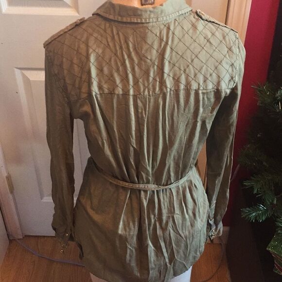 Maeve safari belted jacket shirt olive green sz 2 - Picture 4 of 6